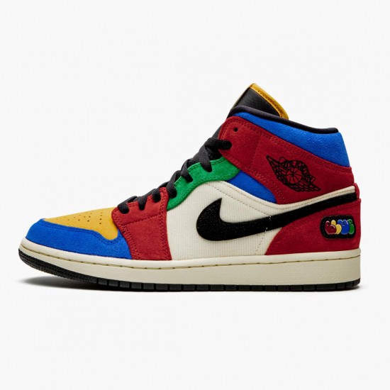 Kixify Jordan 1 Mid SE Fearless Blue the Great Muslin/Varsity Red-Royal-Taxi-Black CU2805-100