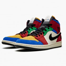 Kixify Jordan 1 Mid SE Fearless Blue the Great Muslin/Varsity Red-Royal-Taxi-Black CU2805-100