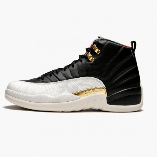 Kixify Jordan 12 Retro 2019 CNY Chinese New Year Black/Sail-Metallic Gold-True Red CI2977-006