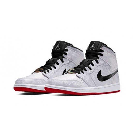 Kixify Jordans 1 Mid X CLOT White SILVER AJ SILVER Sneakers CU2804 100