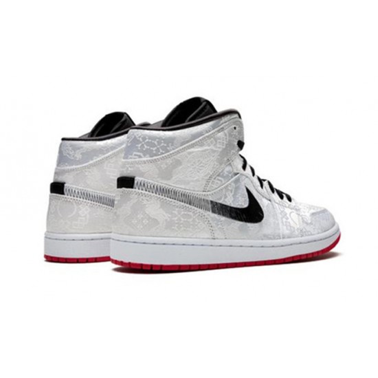 Kixify Jordans 1 Mid X CLOT White SILVER AJ SILVER Sneakers CU2804 100