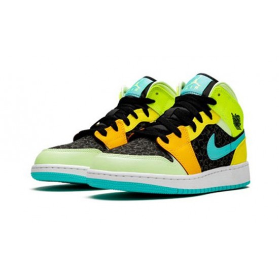 Kixify Jordans 1 Mid GS Aurora Green Optic-Yellow AJ Green Sneakers BQ6931 037