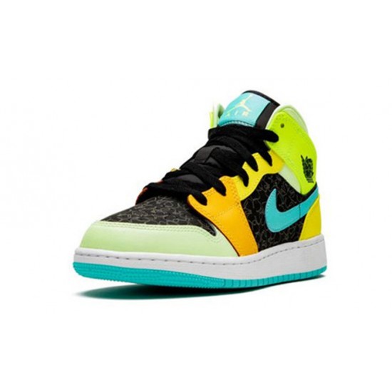 Kixify Jordans 1 Mid GS Aurora Green Optic-Yellow AJ Green Sneakers BQ6931 037