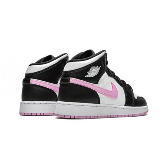 Kixify Jordans 1 Mid White Black Light Arctic Pink White AJ White Sneakers 555112 103