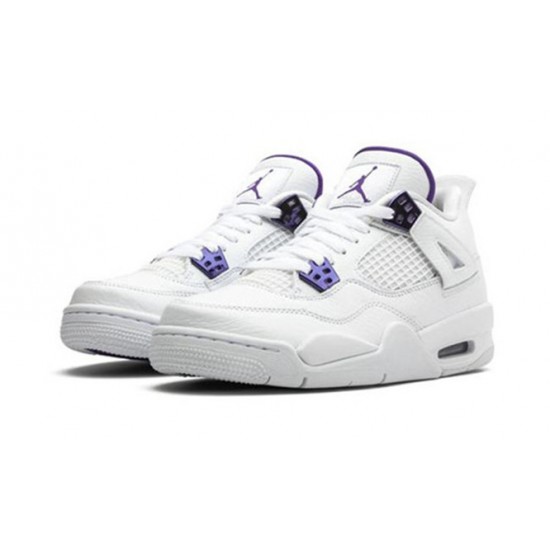 Kixify Jordans 4 Retro Metallic Purple WHITE/COURT PURPLE AJ WHITE Sneakers 408452 115